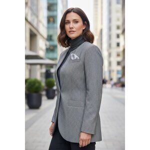 Vintage Emily 8 Womens Blazer Jacket Gray Houndstooth Long Sleeve Elegant Chic